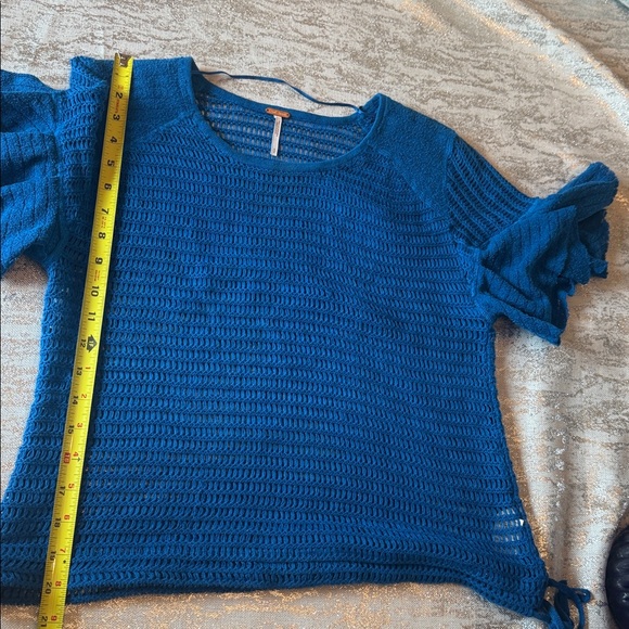 Free People Vibrant Blue Knit Blouse - Picture 7 of 8